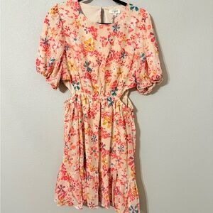 Umgee Floral Midi Dress - Pink, Red, Yellow, Blue